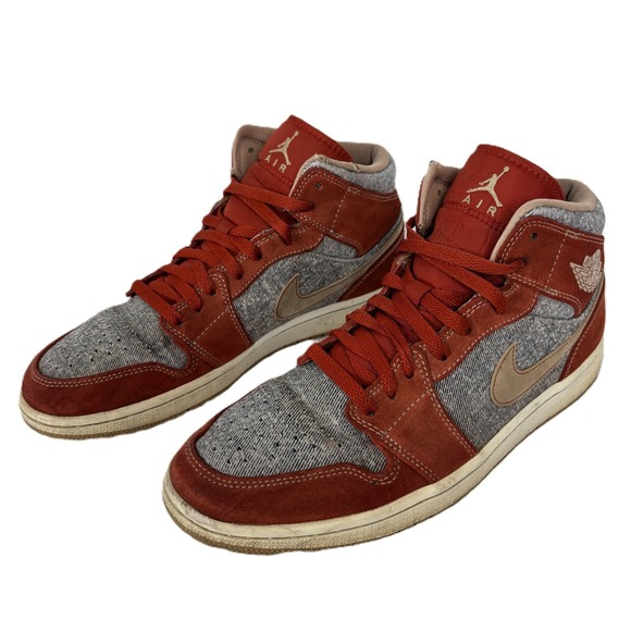 Nike Air Jordan 1 Mid SE Men's‎ Size 10 US DM4352-600 Denim Red Cinnabar Hemp